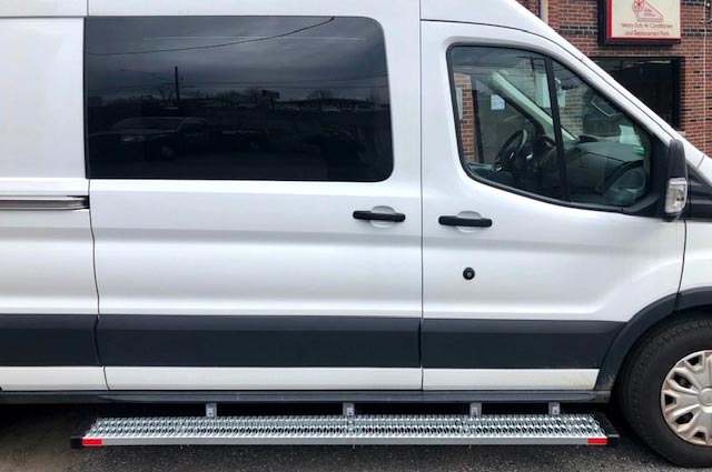 Passenger and cargo area running boards for 2017 Ford Transit.