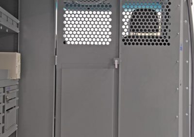 Photo of a Sprinter partition with see-through perforations.